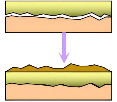 Microscopic view of copper surface after brown oxide treatment